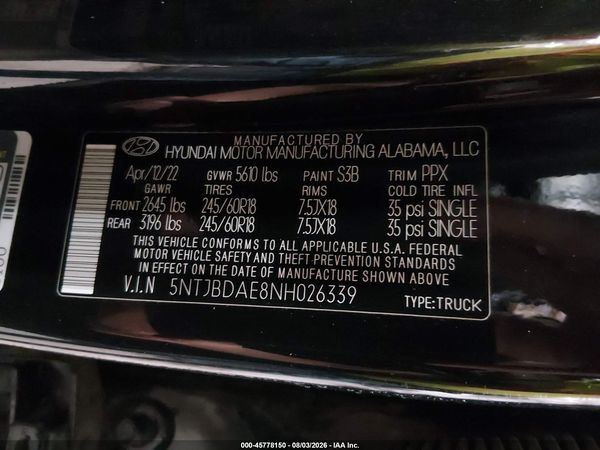 2022 HYUNDAI SANTA CRUZ SEL