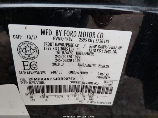 2018 FORD EDGE SPORT