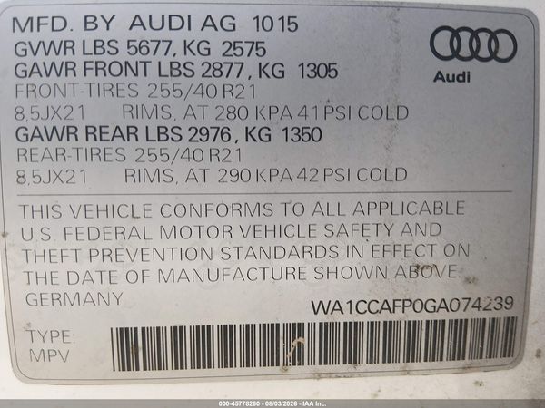 2016 AUDI SQ5 3.0T PREMIUM PLUS