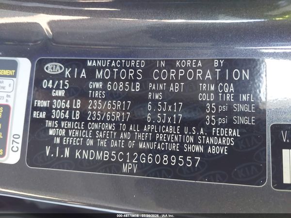 2016 KIA SEDONA LX
