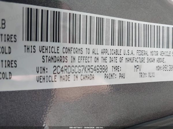 2019 DODGE GRAND CARAVAN SXT — I9