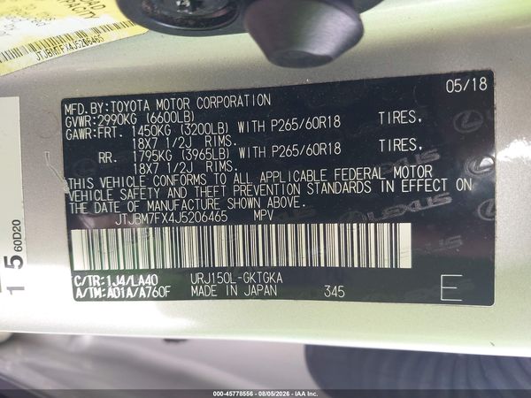 2018 LEXUS 460 460 Base