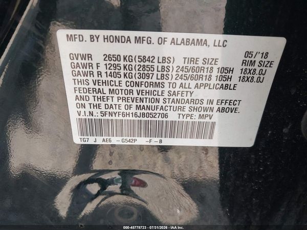 2018 HONDA PILOT LX