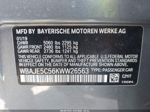 2019 BMW 540I