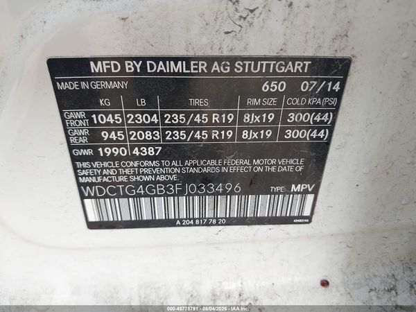 2015 MERCEDES-BENZ GLA 250 4MATIC