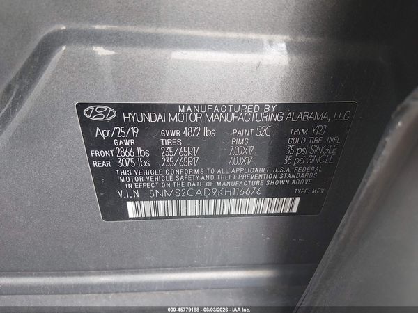 2019 HYUNDAI SANTA FE SE