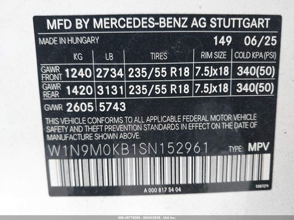 2025 MERCEDES-BENZ EQB 300 SUV 4MATIC