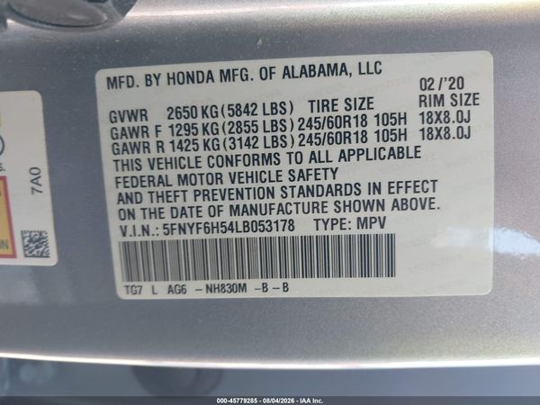 2020 HONDA PILOT AWD EX-L
