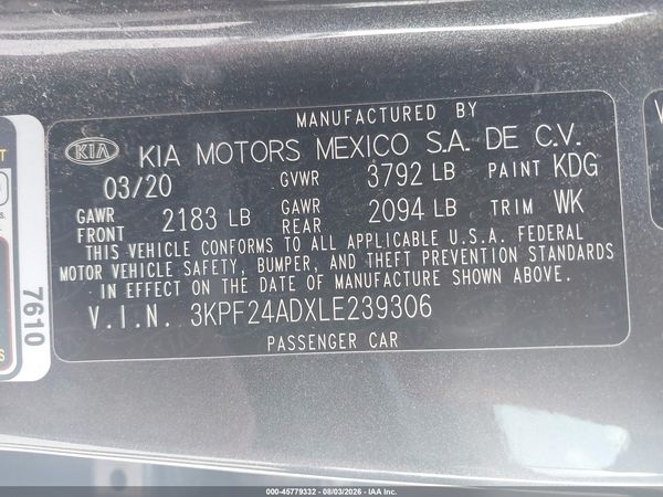 2020 KIA FORTE LXS