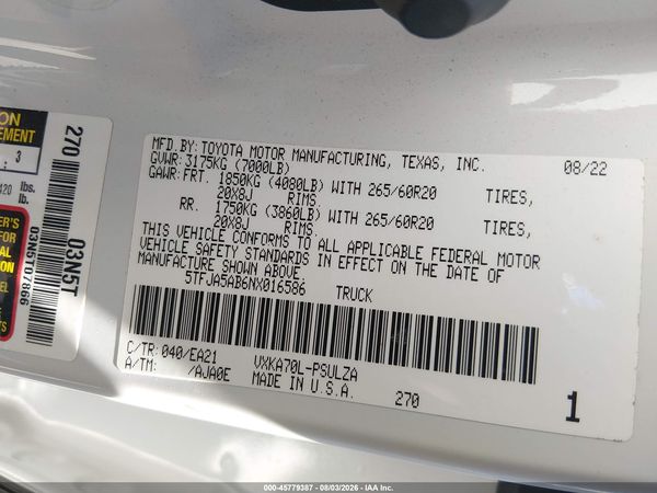 2022 TOYOTA TUNDRA LIMITED