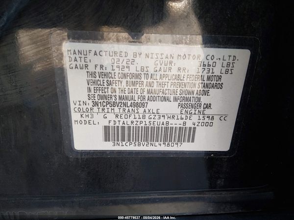 2022 NISSAN KICKS S XTRONIC CVT