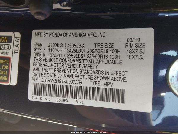 2019 HONDA CR-V TOURING
