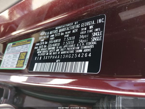 2017 KIA SORENTO 2.0T EX