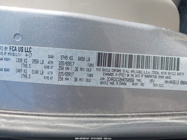 2017 DODGE GRAND CARAVAN SXT — I9