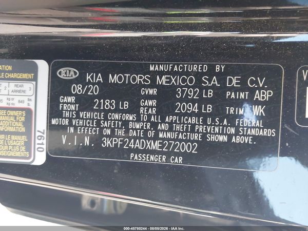 2021 KIA FORTE LXS