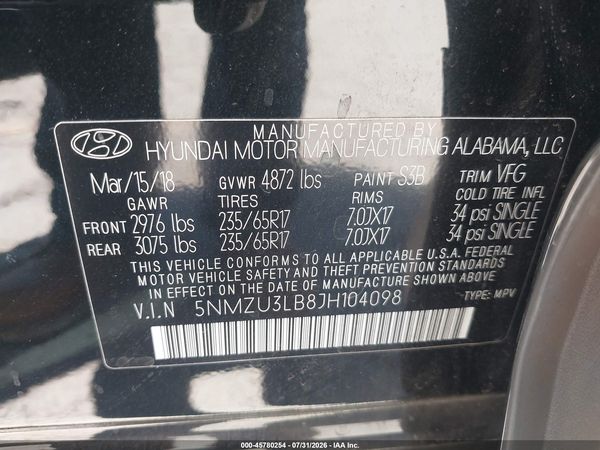 2018 HYUNDAI SANTA FE SPORT 2.4L