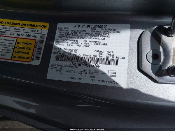 2022 FORD MUSTANG GT PREMIUM FASTBACK