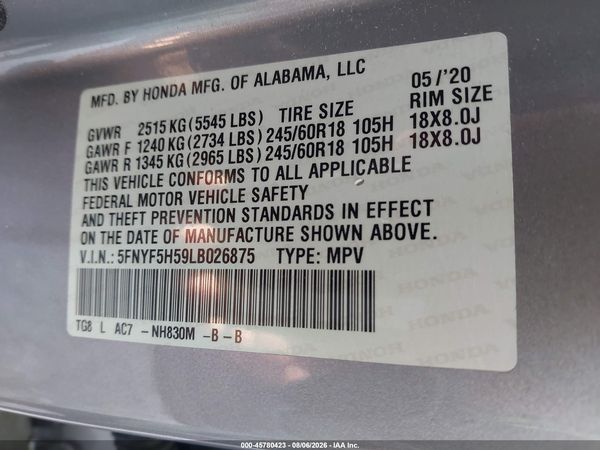 2020 HONDA PILOT 2WD EX-L