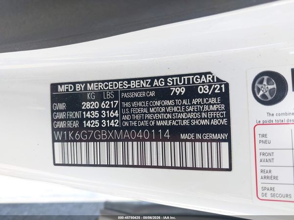 2021 MERCEDES-BENZ S 580 4MATIC
