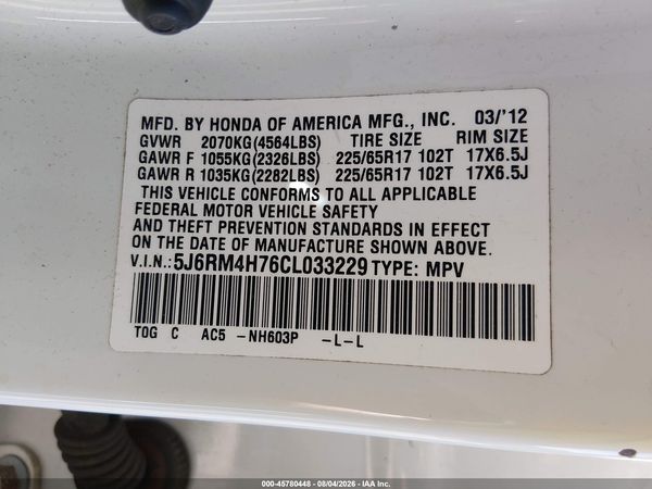2012 HONDA CR-V EX-L