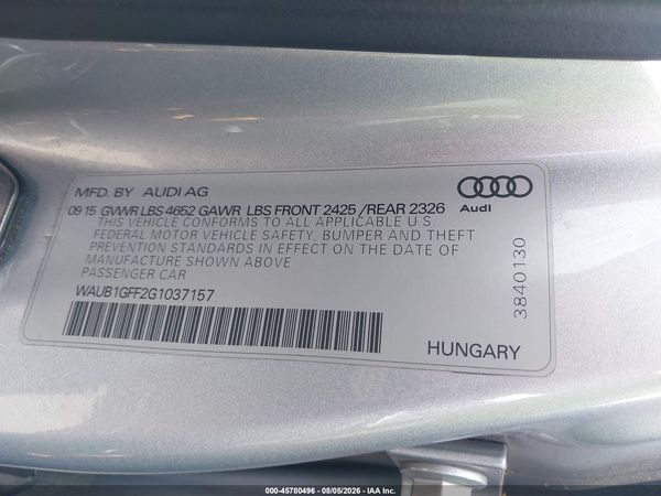 2016 AUDI S3 PREMIUM PLUS