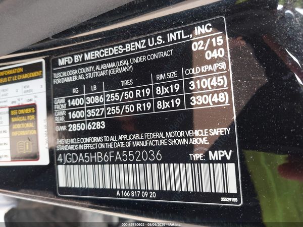 2015 MERCEDES-BENZ ML 350 4MATIC