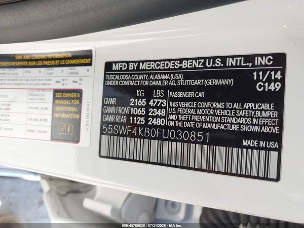 2015 MERCEDES-BENZ C 300 4MATIC