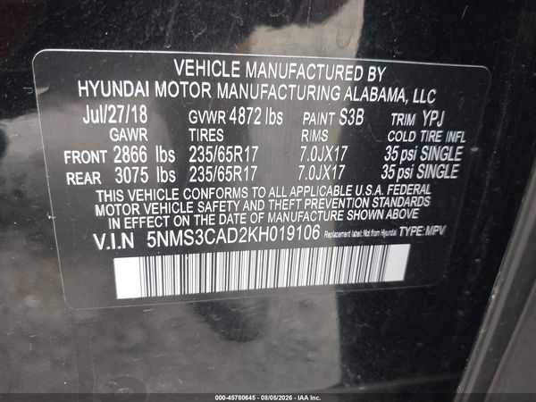 2019 HYUNDAI SANTA FE SEL