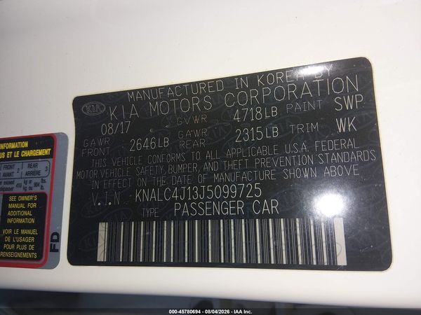 2018 KIA CADENZA PREMIUM