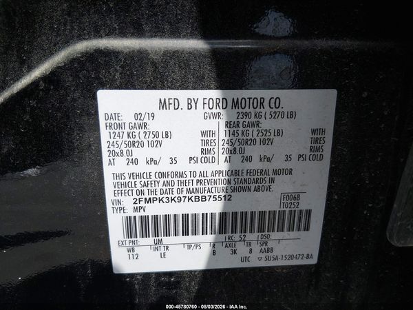 2019 FORD EDGE TITANIUM — I9