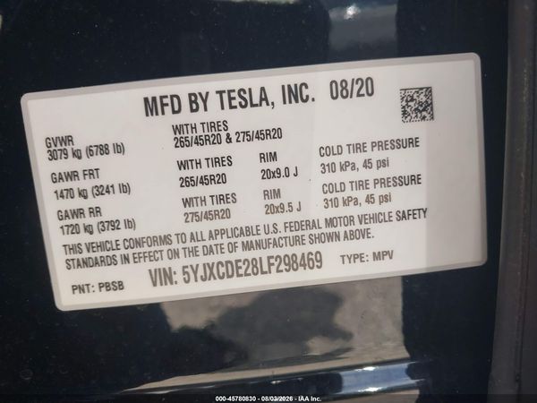 2020 TESLA MODEL X