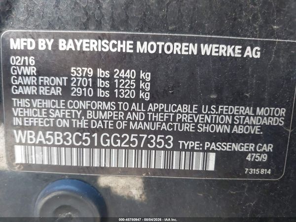 2016 BMW 535I XDRIVE