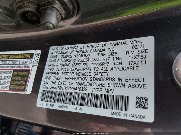 2021 HONDA CR-V 2WD LX