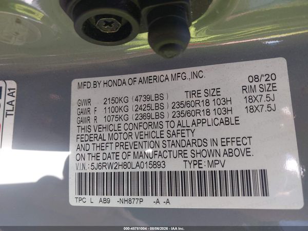2020 HONDA CR-V AWD EX-L
