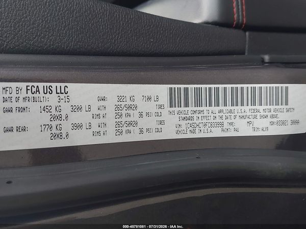2015 DODGE DURANGO R/T