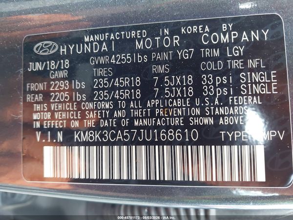 2018 HYUNDAI KONA LIMITED