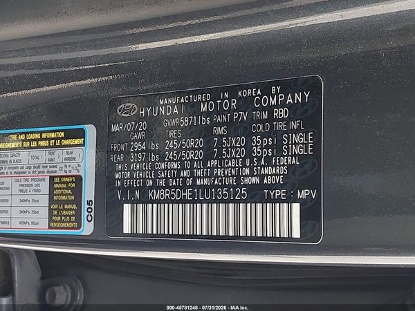 2020 HYUNDAI PALISADE LIMITED