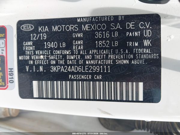 2020 KIA RIO S