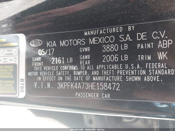 2017 KIA FORTE LX