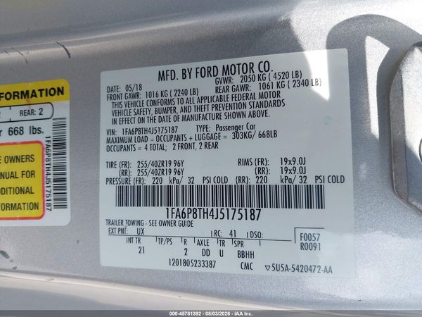 2018 FORD MUSTANG ECOBOOST