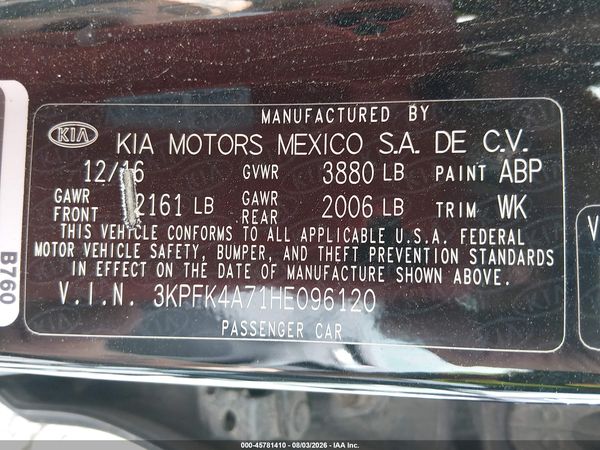 2017 KIA FORTE LX