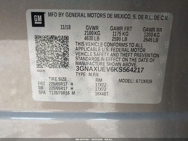 2019 CHEVROLET EQUINOX LT — I9