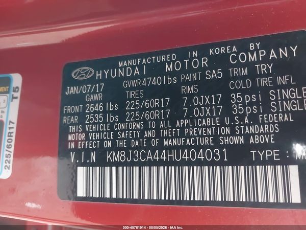 2017 HYUNDAI TUCSON SE