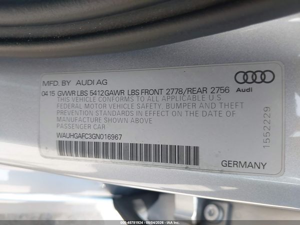 2016 AUDI A6 3.0T PRESTIGE