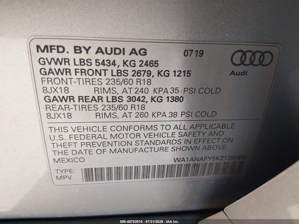 2019 AUDI Q5 45 PREMIUM