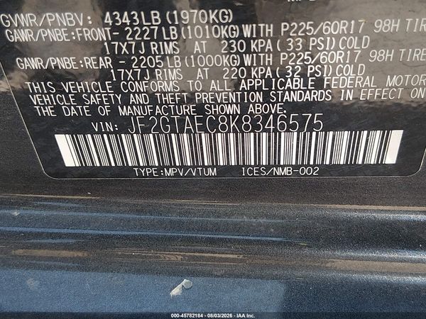 2019 SUBARU CROSSTREK 2.0I PREMIUM — I9