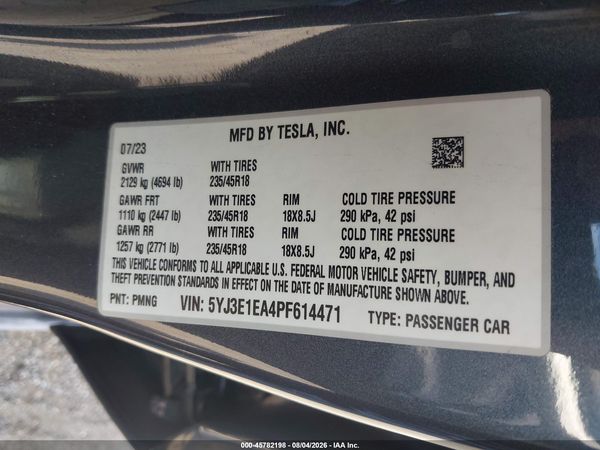 2023 TESLA MODEL 3 REAR-WHEEL DRIVE