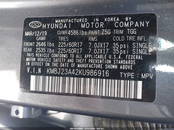 2019 HYUNDAI TUCSON SE