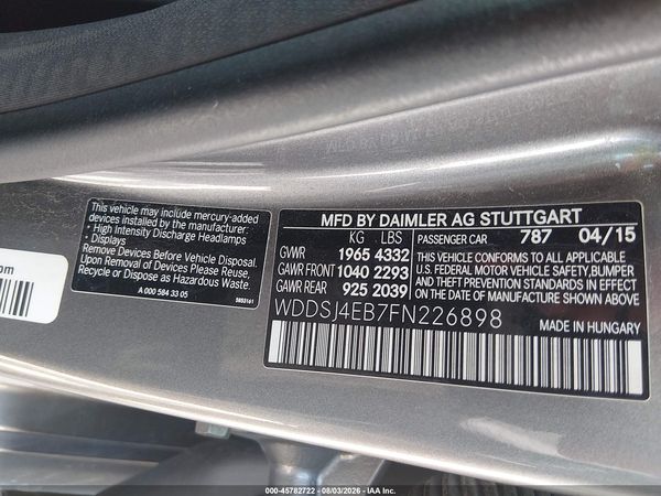 2015 MERCEDES-BENZ CLA 250 CLA250