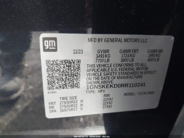2024 CHEVROLET SUBURBAN 4WD RST — I9